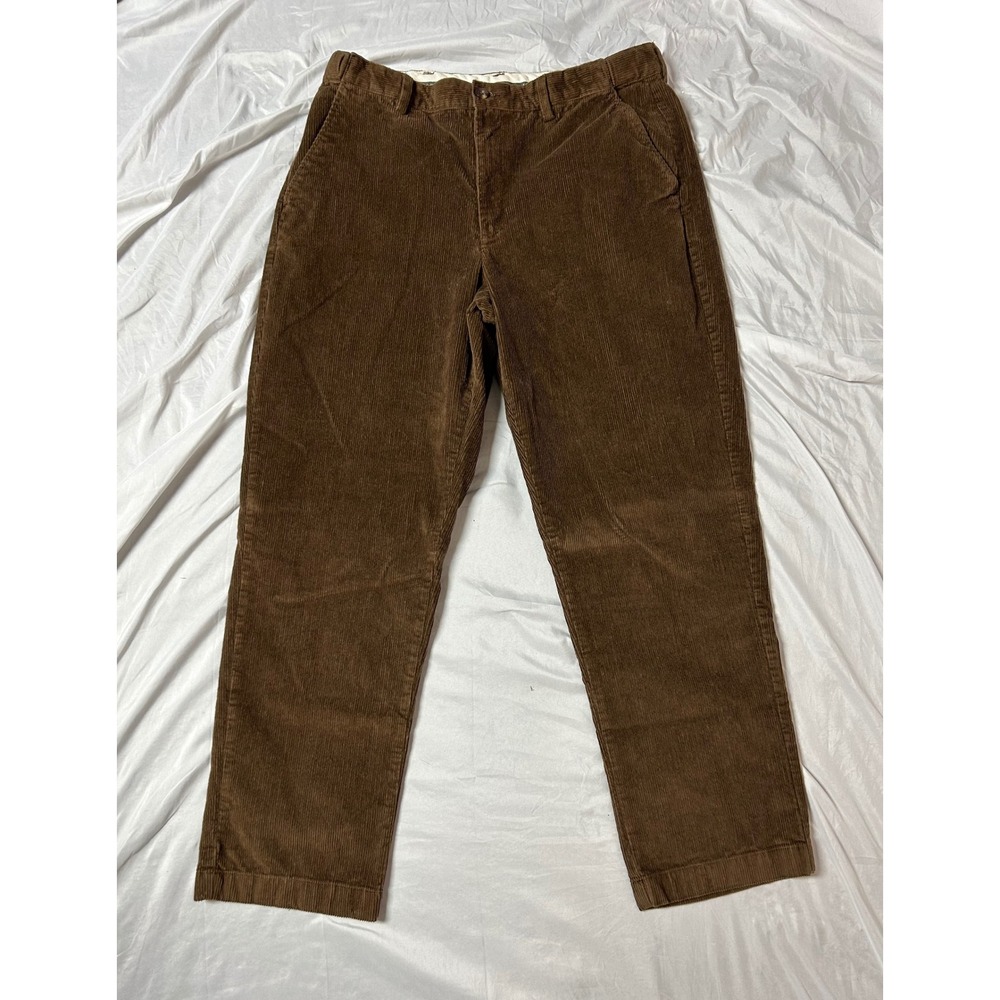 LL Bean Comfort Waist Corduroy Pants Mens 36x32 Brown Organic Cotton 502864
